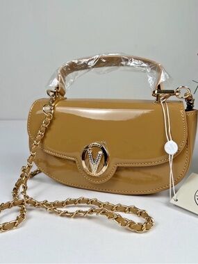 NWT Valentino Orlandi Top Handle and Removable Straps Taupe Small Handbag